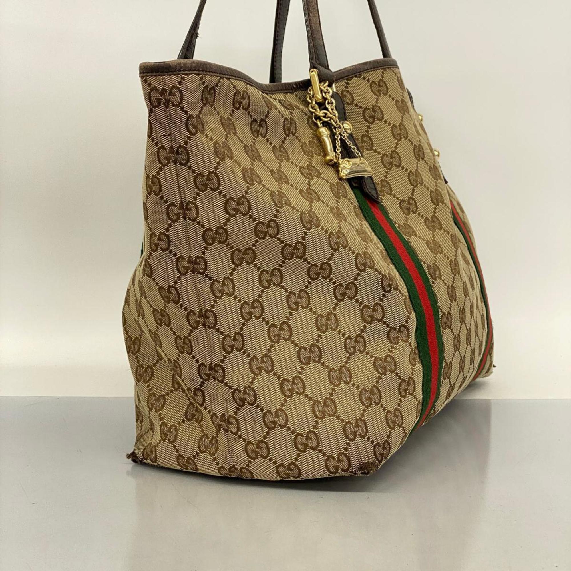 Gucci Tote Bag GG Canvas Sherry Line 139260 Brown Women's