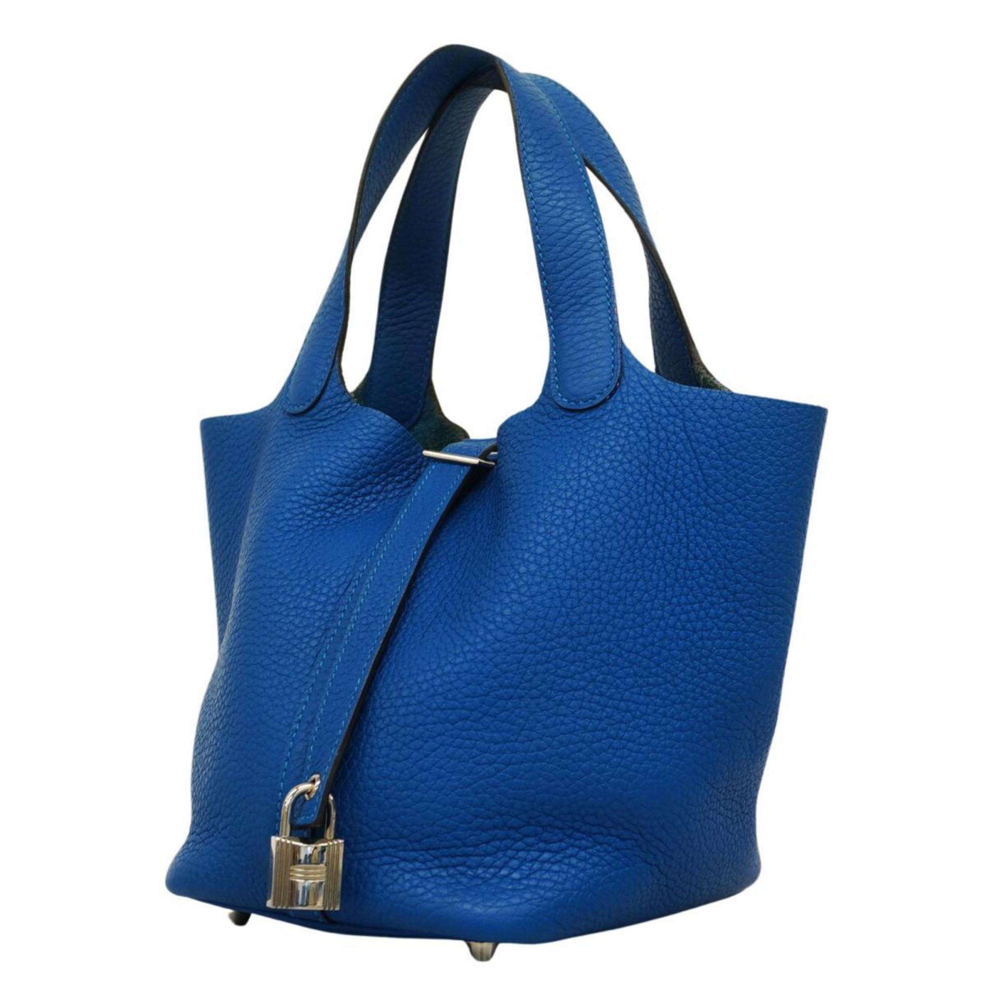 Hermes handbag Picotin Lock PM Y stamp Taurillon Clemence Blue Thalassa for women