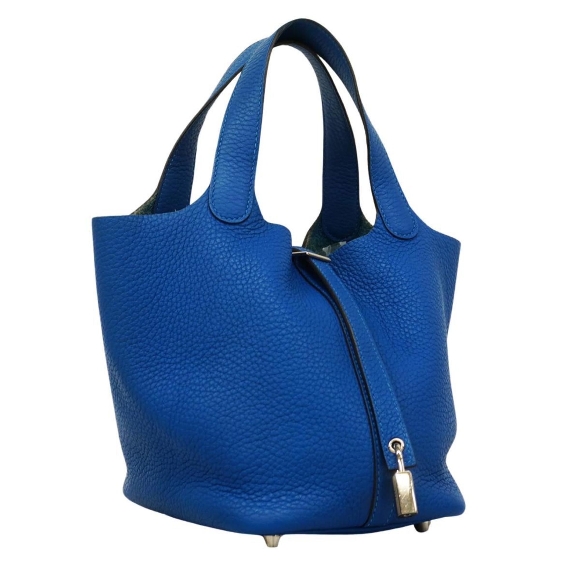 Hermes handbag Picotin Lock PM Y stamp Taurillon Clemence Blue Thalassa for women