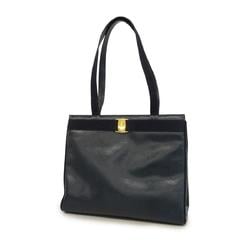 Salvatore Ferragamo Shoulder Bag Vara Leather Navy Women's