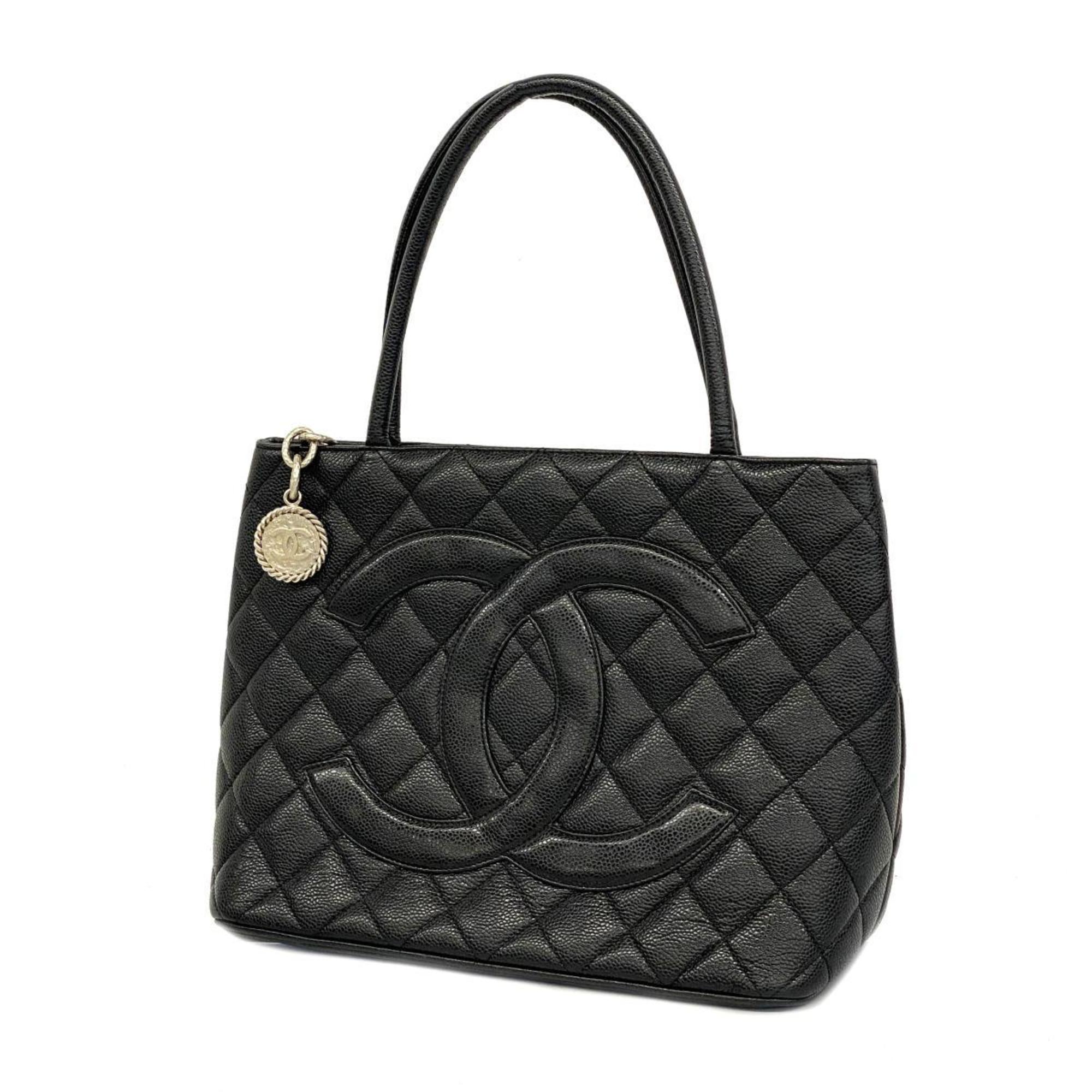 Chanel Tote Bag Reproduction Caviar Skin Black Women's