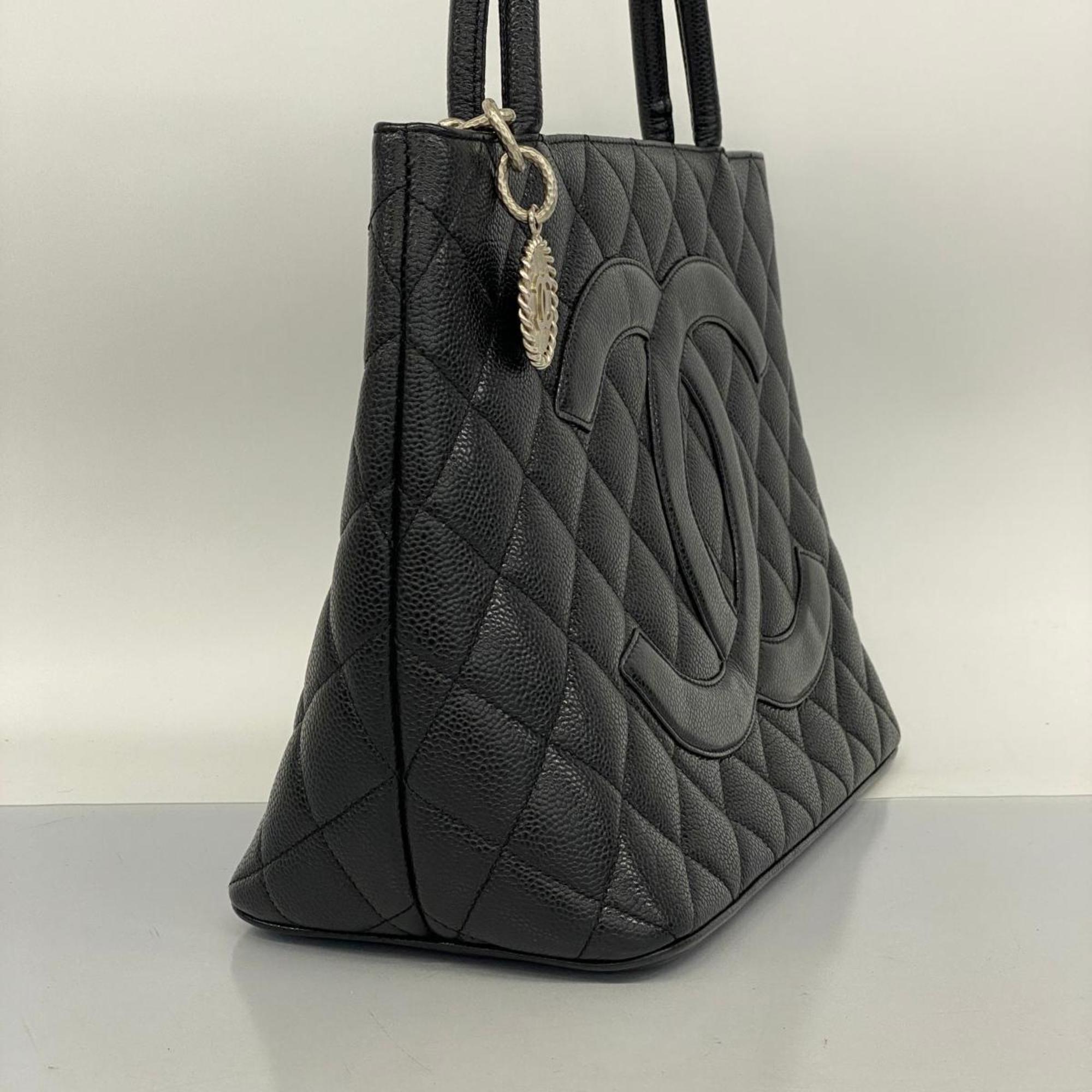 Chanel Tote Bag Reproduction Caviar Skin Black Women's