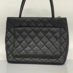 Chanel Tote Bag Reproduction Caviar Skin Black Women's