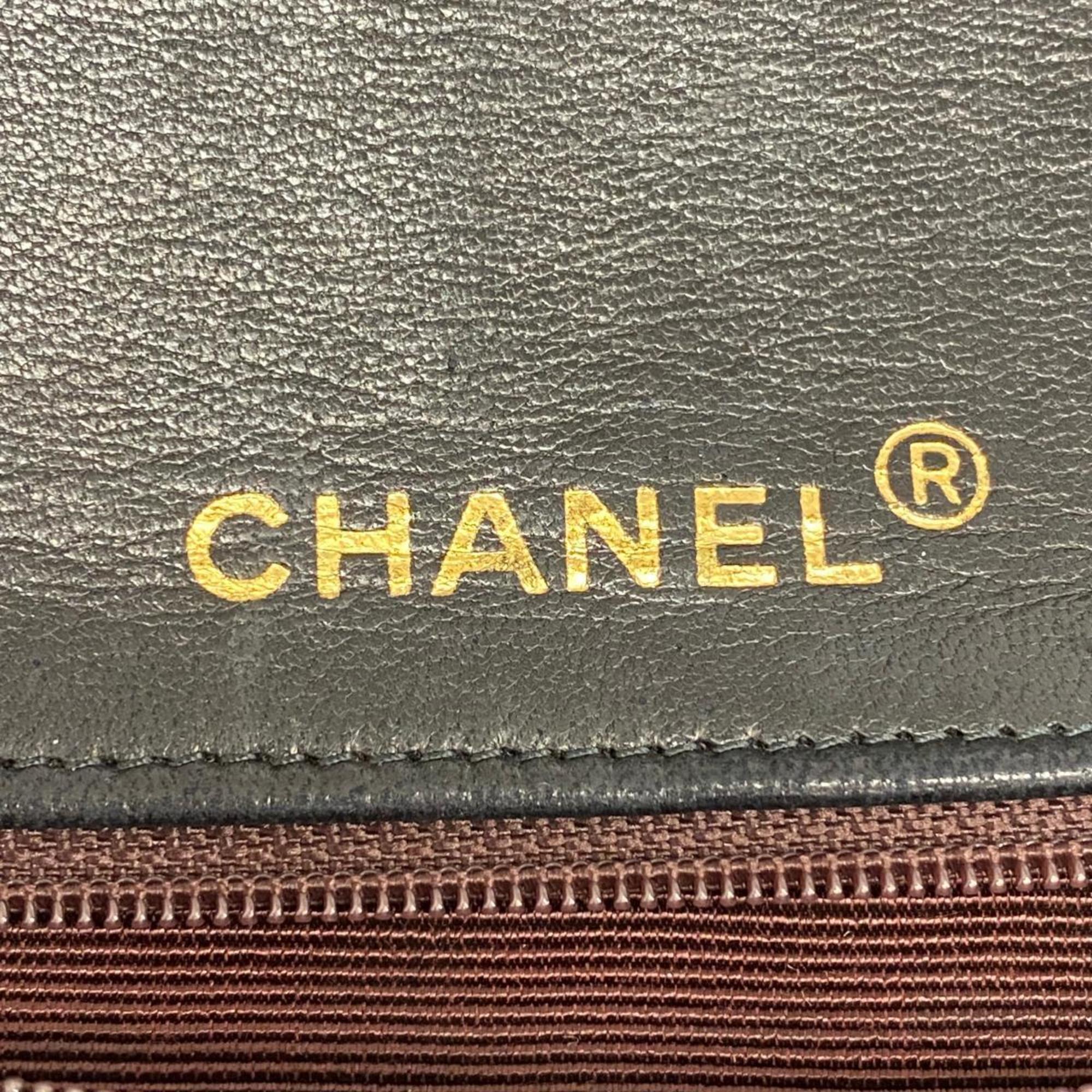 Chanel Shoulder Bag Matelasse Chain Lambskin Black Women's