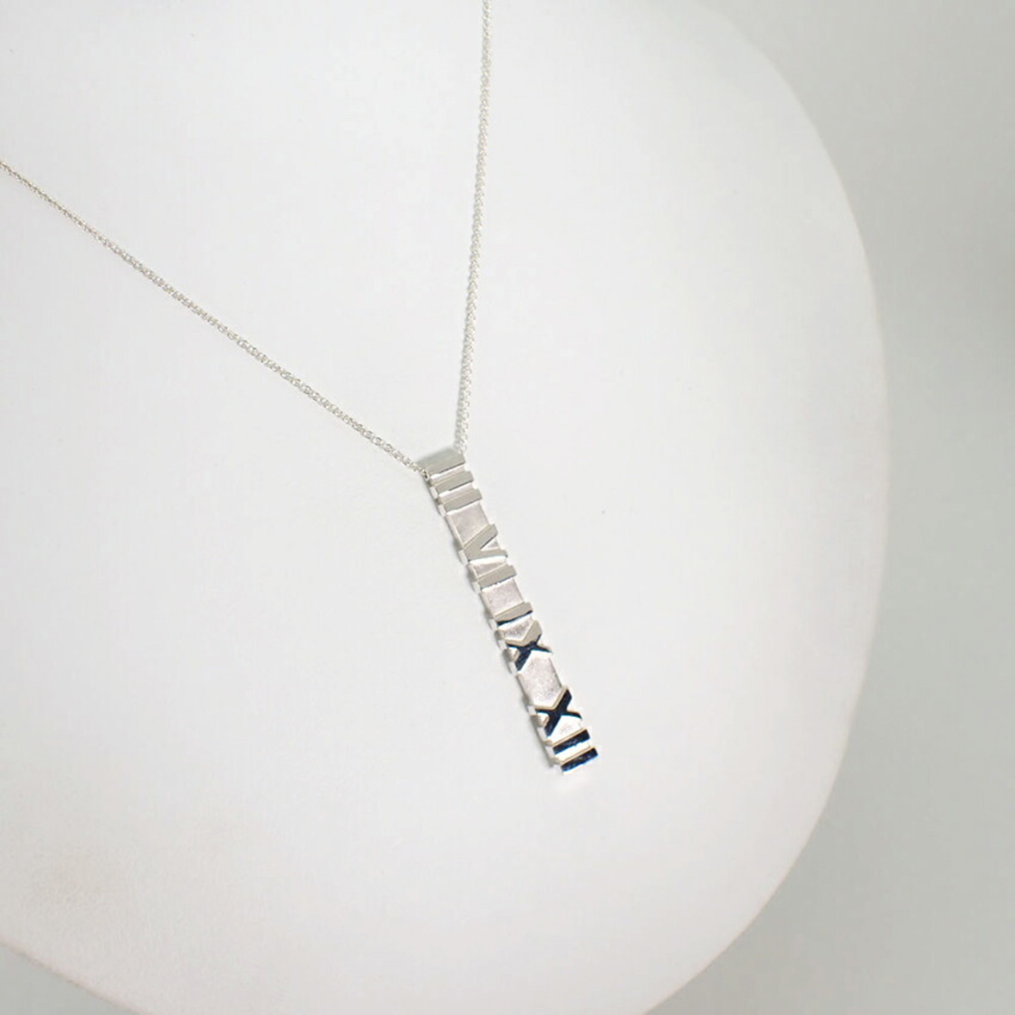 TIFFANY 925 Atlas Bar Pendant Necklace