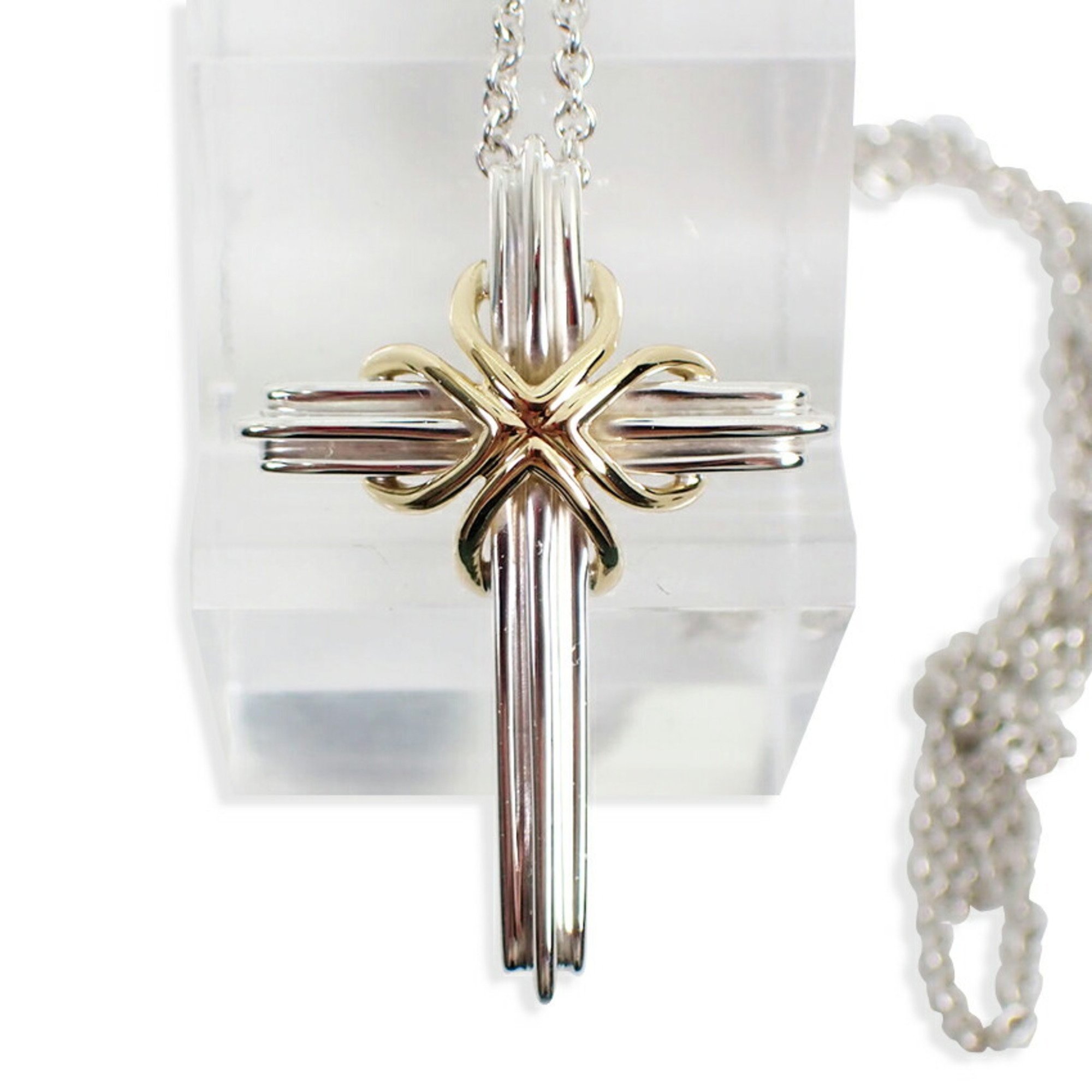 TIFFANY Tiffany 925 750 Signature Cross Pendant Necklace