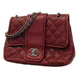 Chanel Shoulder Bag Matelasse W Chain Lambskin Bordeaux Women's