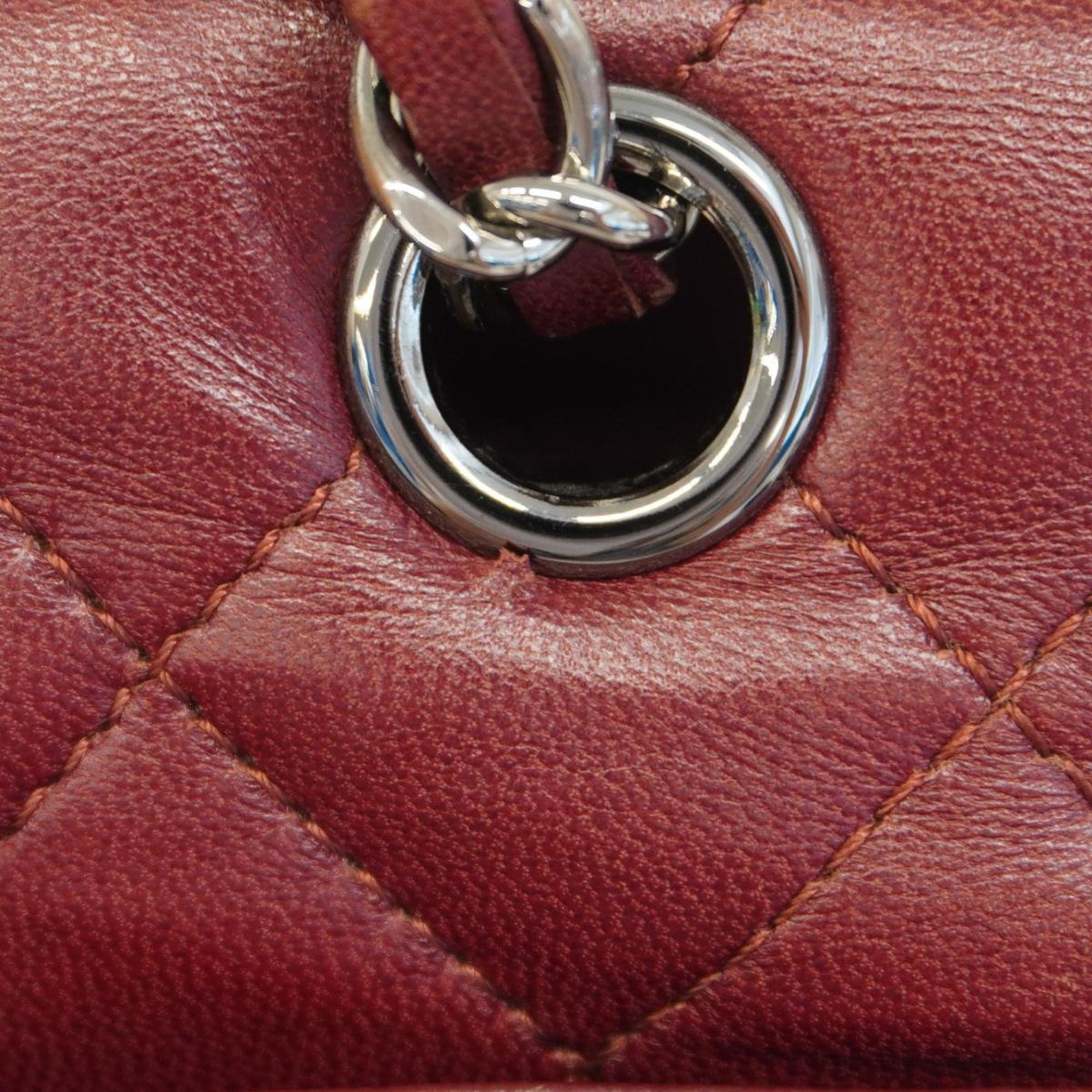 Chanel Shoulder Bag Matelasse W Chain Lambskin Bordeaux Women's