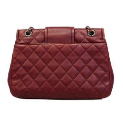 Chanel Shoulder Bag Matelasse W Chain Lambskin Bordeaux Women's