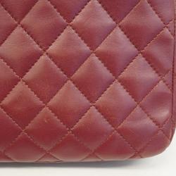 Chanel Shoulder Bag Matelasse W Chain Lambskin Bordeaux Women's