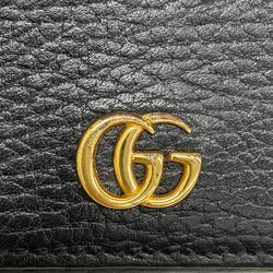 Gucci Business Card Holder GG Marmont 474748 Leather Black Men's Women's