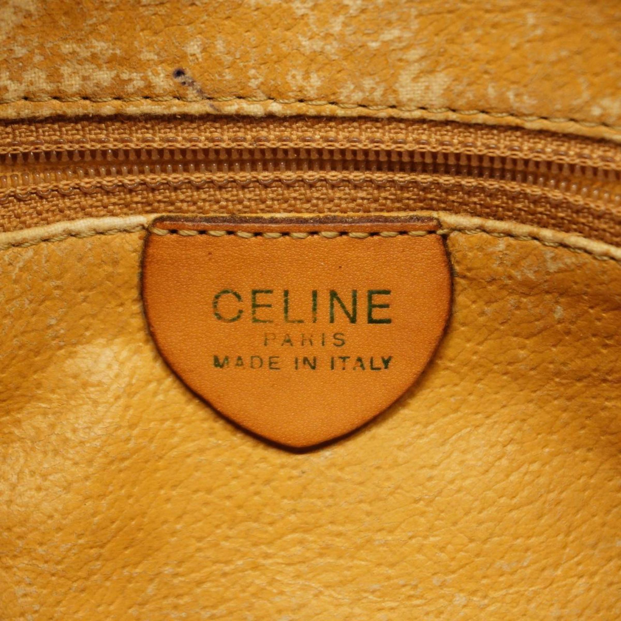 Celine Shoulder Bag Macadam Leather Brown Women's