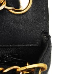 Chanel Shoulder Bag Matelasse Chain Satin Black Champagne Women's