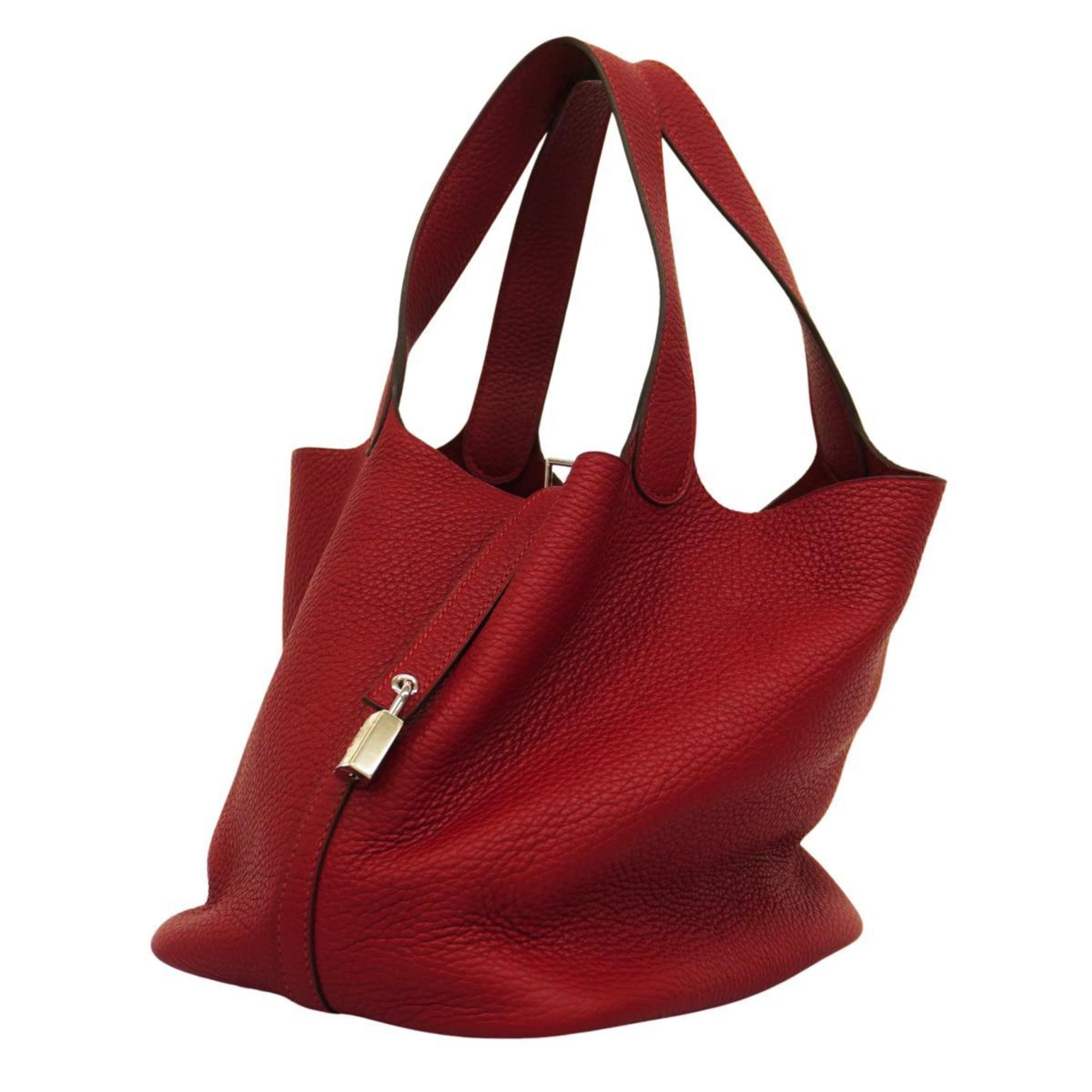 Hermes handbag Picotin Lock MM A stamp Taurillon Clemence Rouge Grena Women's