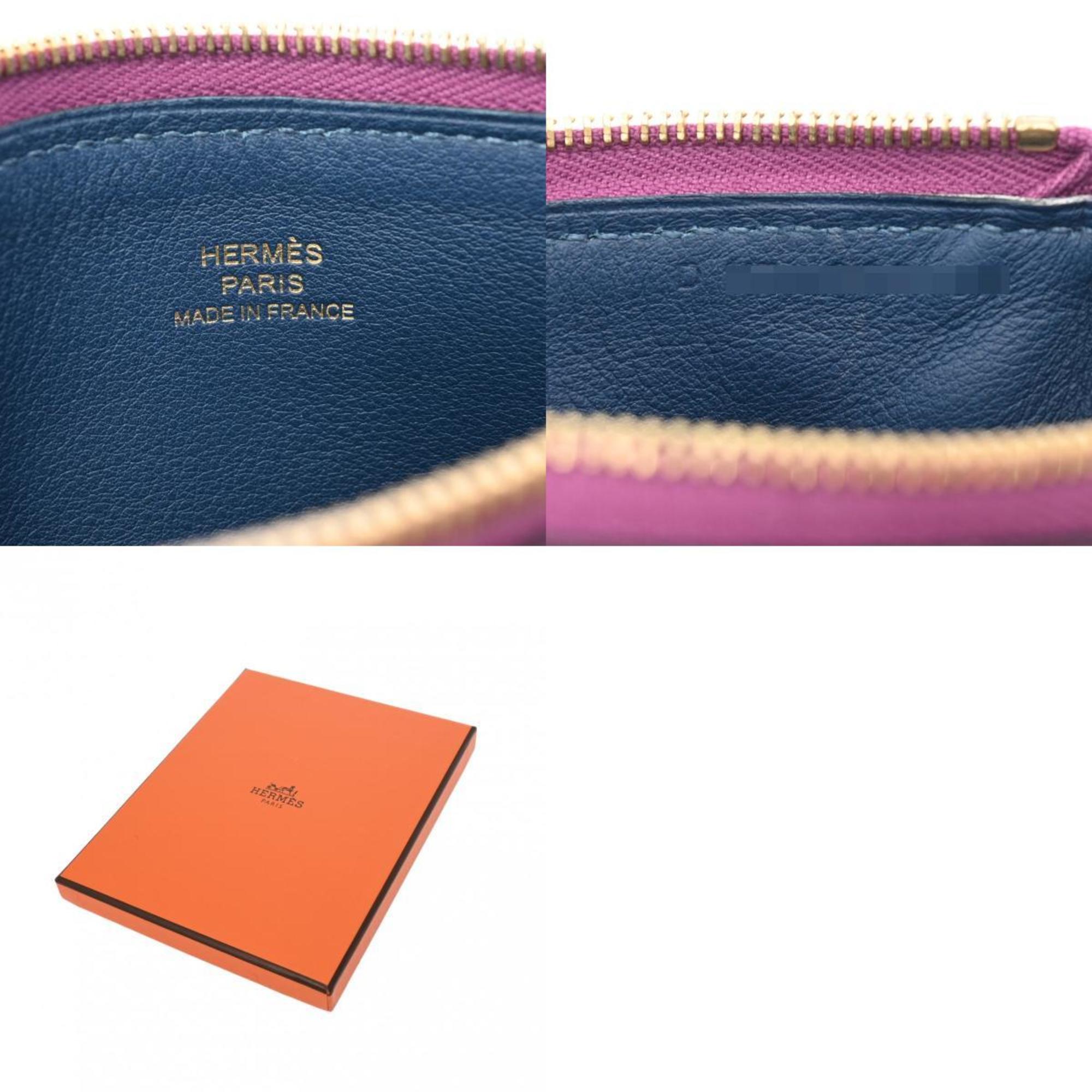 Hermes Unisex Evercalf Leather Pouch Anemone