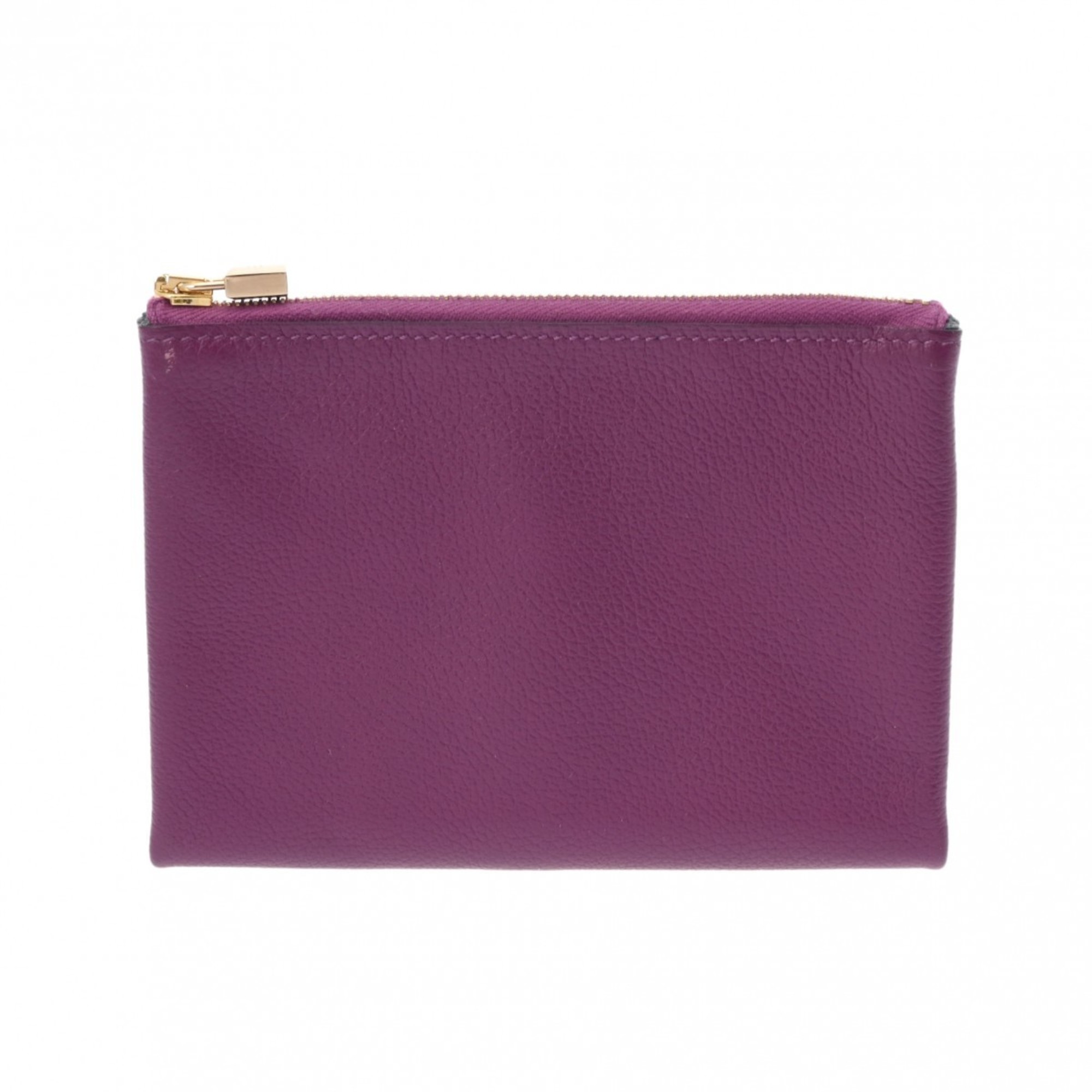 Hermes Unisex Evercalf Leather Pouch Anemone