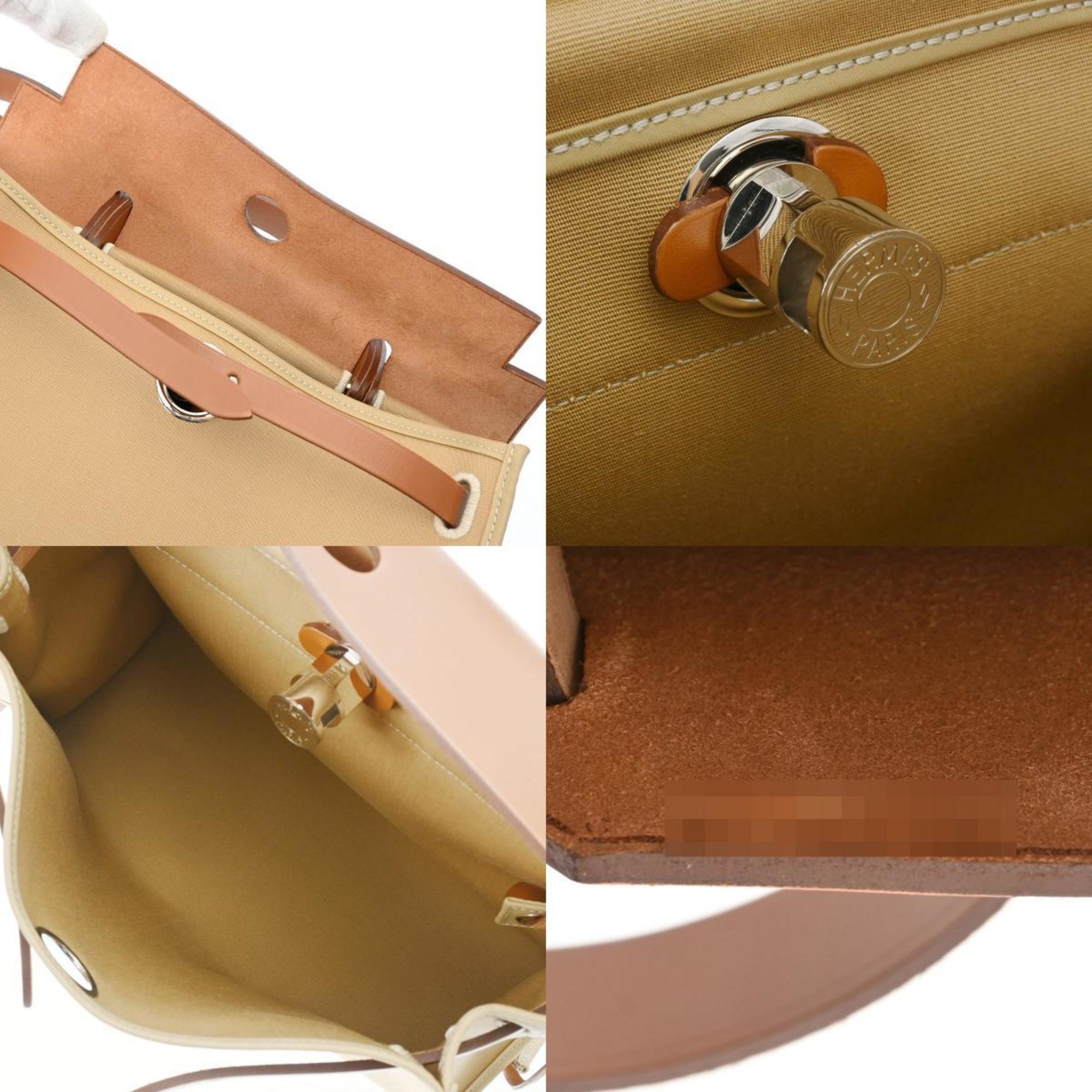 HERMES Hermes Airbag Zip 31 Beige/Gold C Stamp (around 2018) Women's Toile Officier/Vache Hunter Handbag