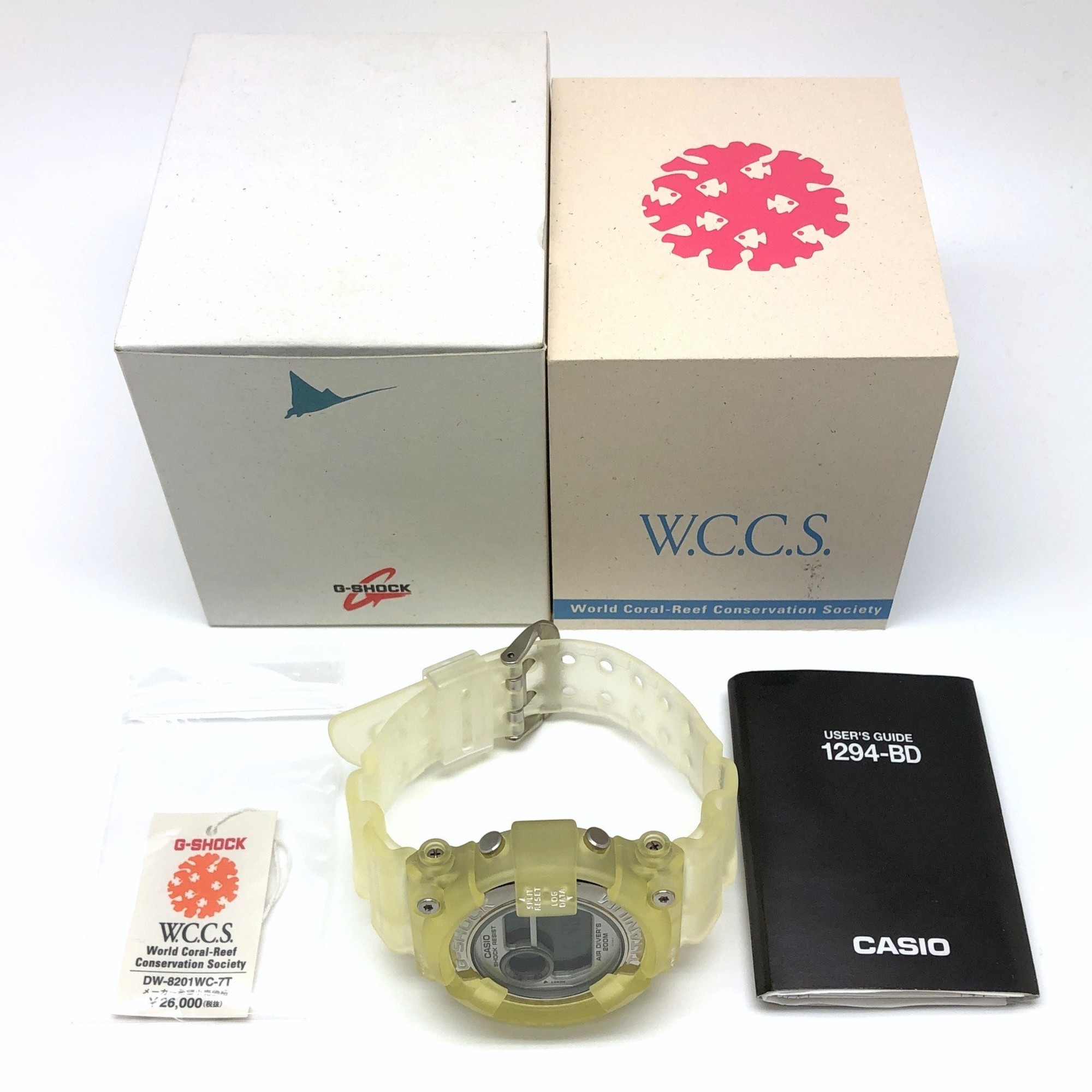 G-SHOCK CASIO Watch DW-8201WC-7T FROGMAN W.C.C.S. Triple Manta EL Titanium Case World Coral Reef Conservation Society White Skeleton Released June 1998 Mikunigaoka Store IT2DSWMEZ000