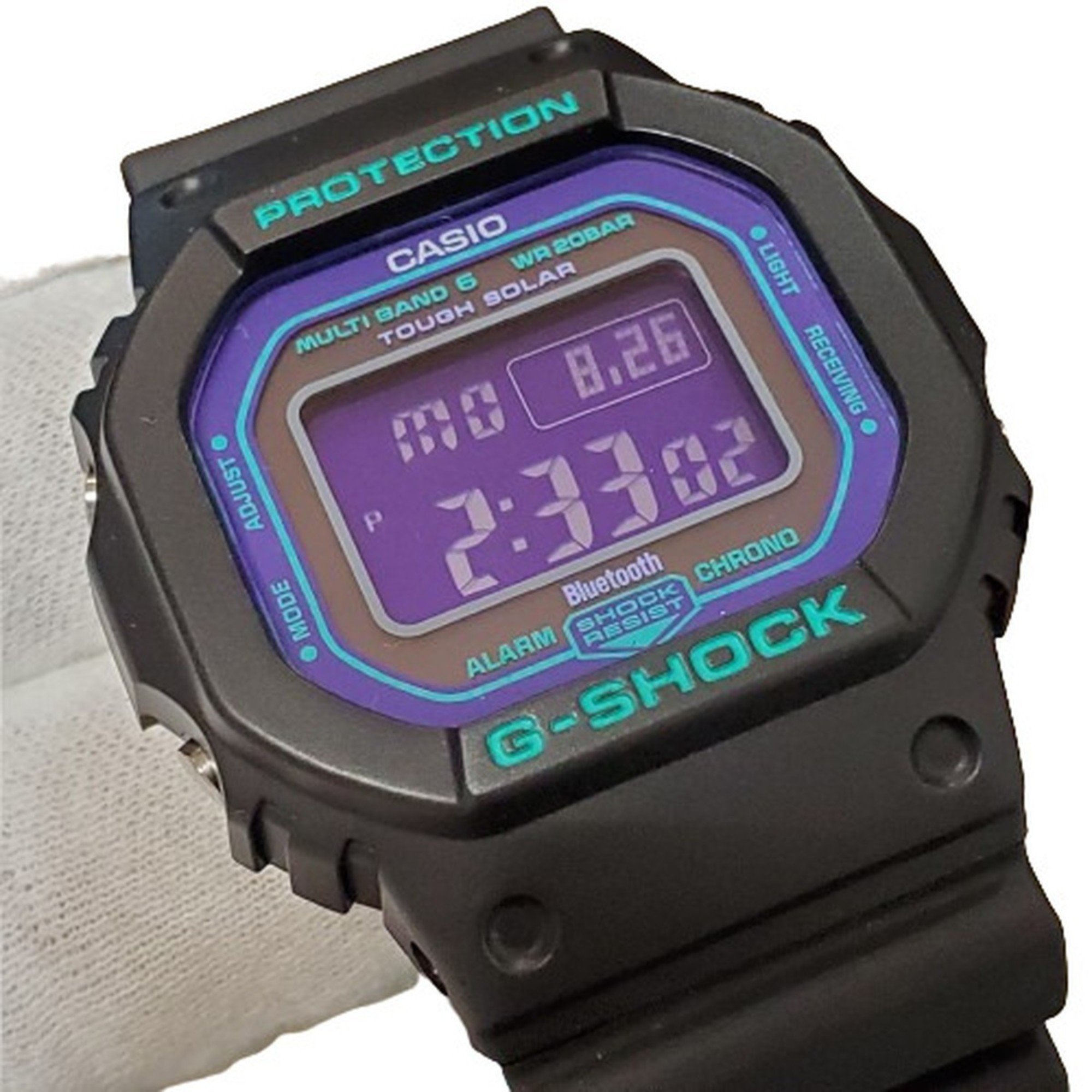 G-SHOCK CASIO Watch GW-B5600BL-1JF Square Digital Bluetooth Radio Solar Tough Speed Multiband 6 Neon Purple Kaizuka Store ITR65FWVRQ1C