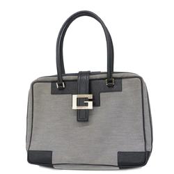 Fendi Tote Bag Canvas Leather Grey Black Champagne Women's