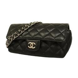 Chanel Shoulder Bag Matelasse Chain Caviar Skin Black Women's