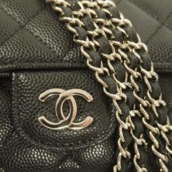 Chanel Shoulder Bag Matelasse Chain Caviar Skin Black Women's