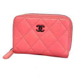 Chanel Wallet/Coin Case Matelasse Leather Pink Women's