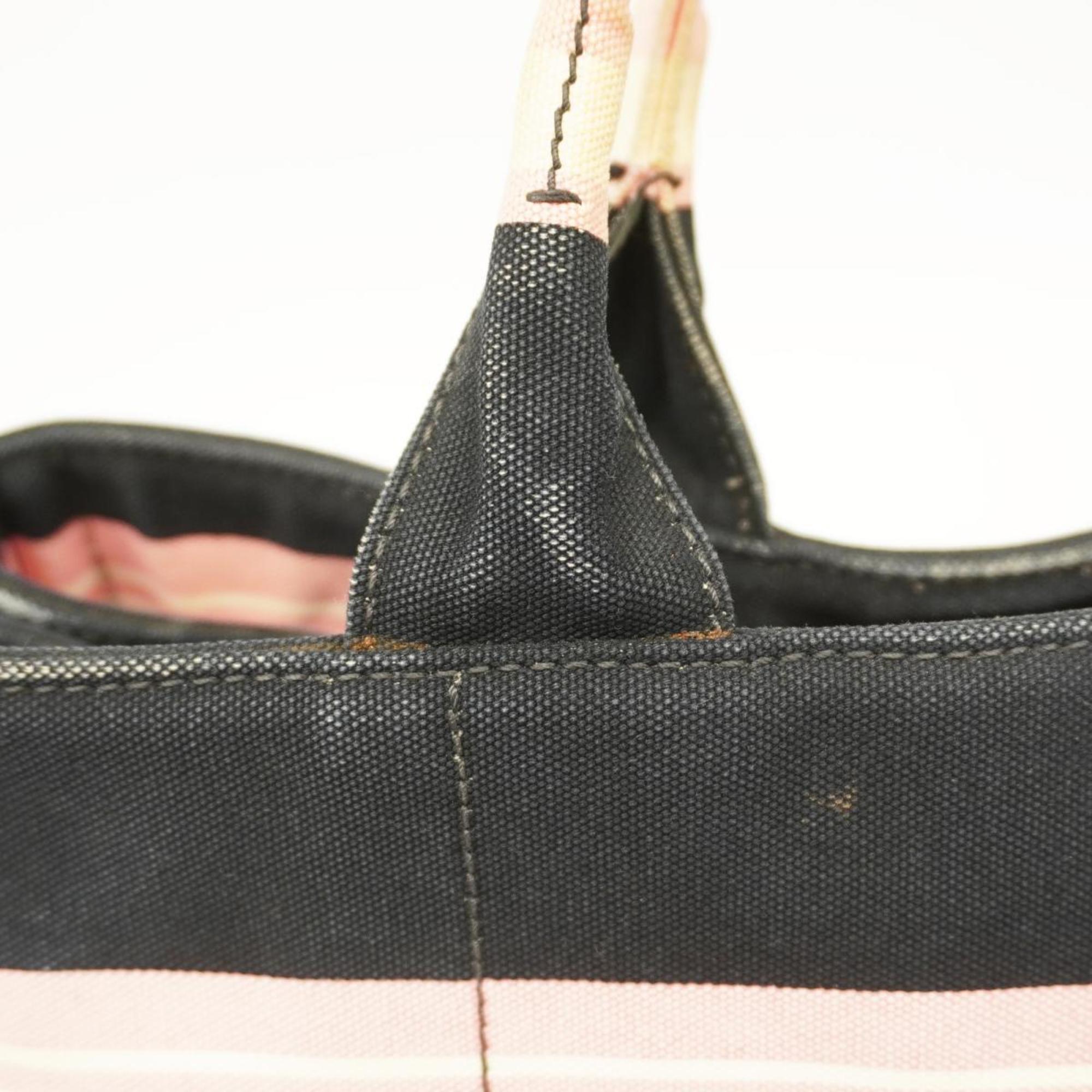 Prada Tote Bag Canapa Canvas Pink Black Women's