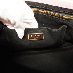 Prada Tote Bag Canapa Canvas Pink Black Women's