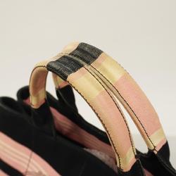 Prada Tote Bag Canapa Canvas Pink Black Women's