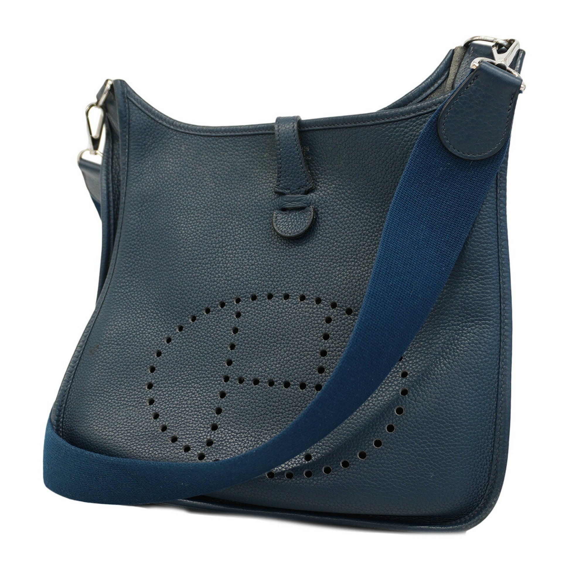 Hermes Shoulder Bag Evelyn 1PM □L Engraved Togo Blue Plus Women's