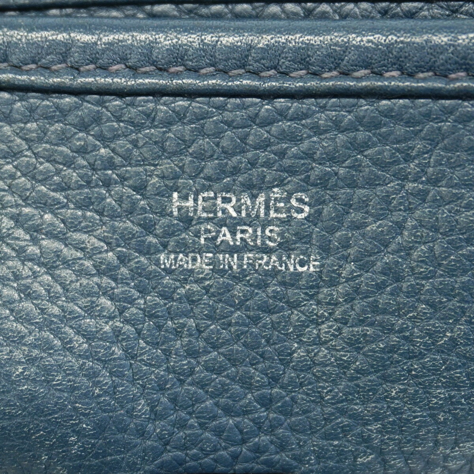 Hermes Shoulder Bag Evelyn 1PM □L Engraved Togo Blue Plus Women's