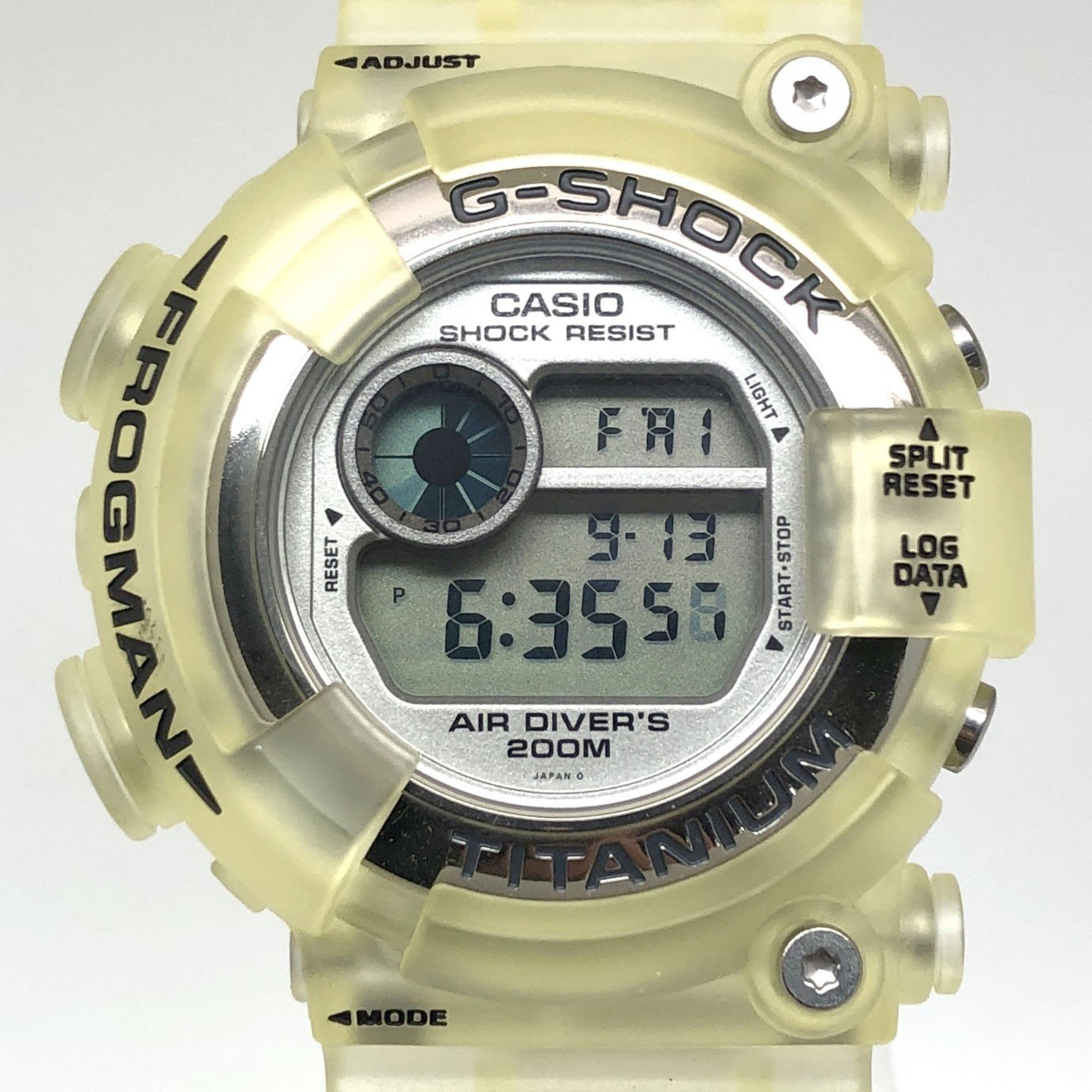 G-SHOCK CASIO Watch DW-8201WC-8T FROGMAN W.C.C.S. Triple Manta EL Titanium Case World Coral Reef Conservation Society White Skeleton Black Released June 1998 Mikunigaoka Store ITF256TFWSW9