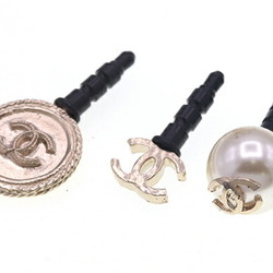 Chanel Earphone Jack Black Champagne Gold B14P Coco Mark Fake Pearl Mobile Women's CHANEL