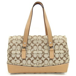 Coach Tote Bag Signature Satchel F13070 Beige Canvas Leather Women's COACH