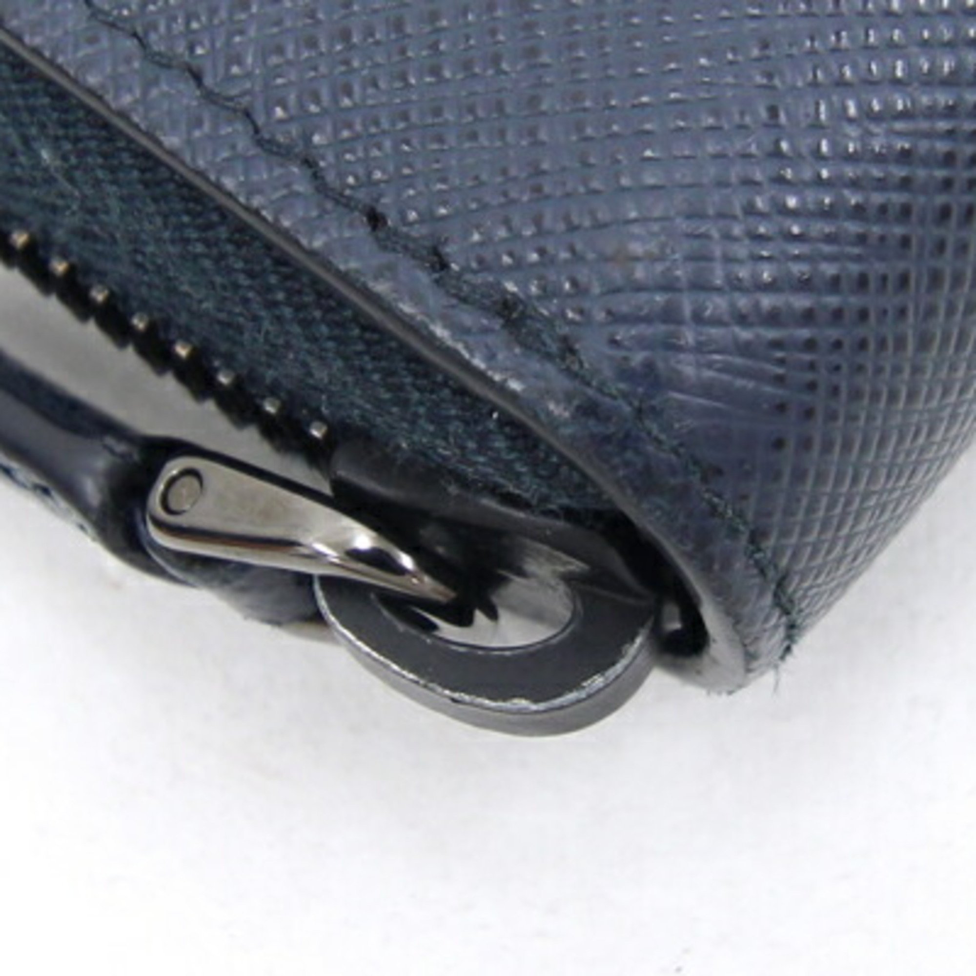 Prada Round Long Wallet 2ML317 Navy Leather Men's PRADA