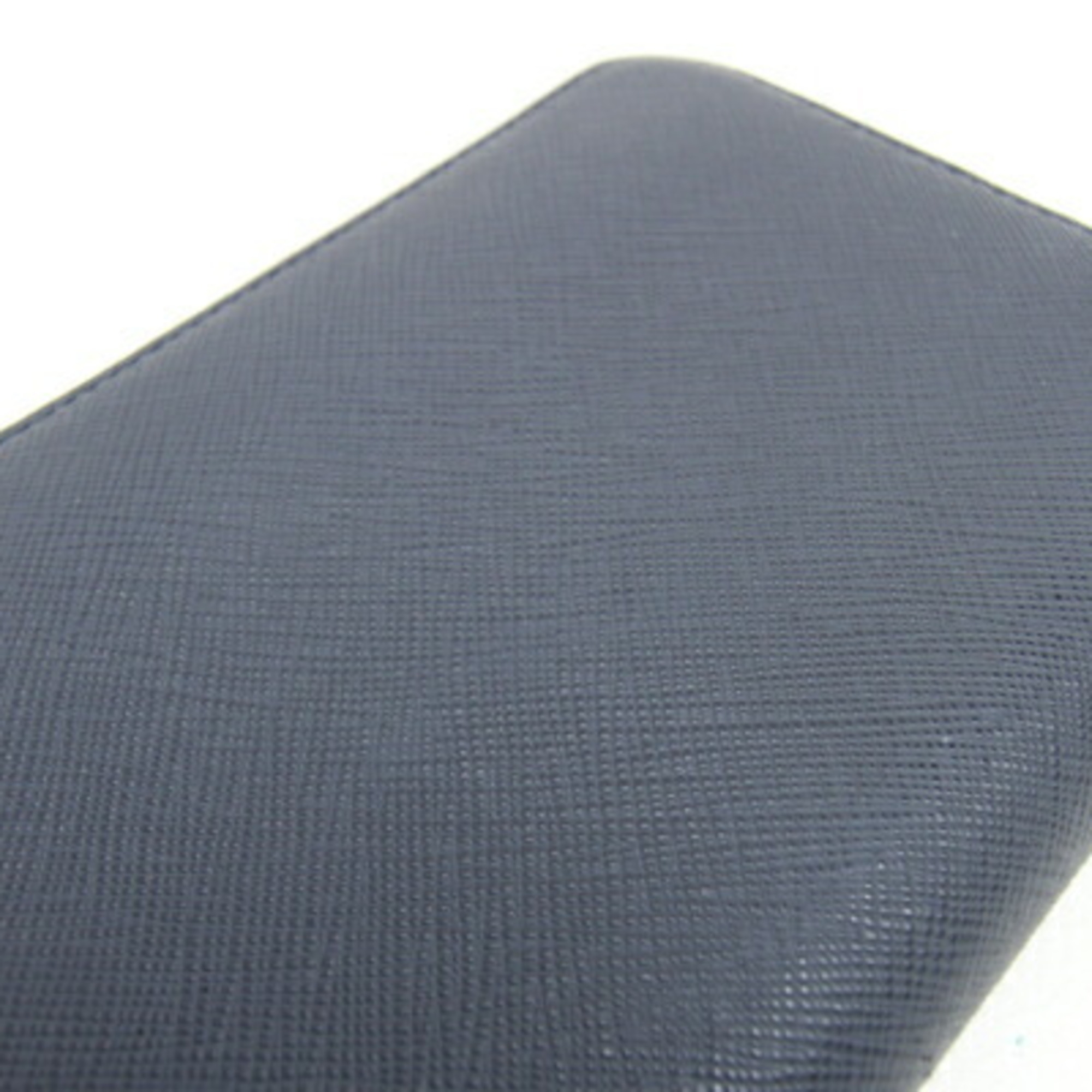 Prada Round Long Wallet 2ML317 Navy Leather Men's PRADA