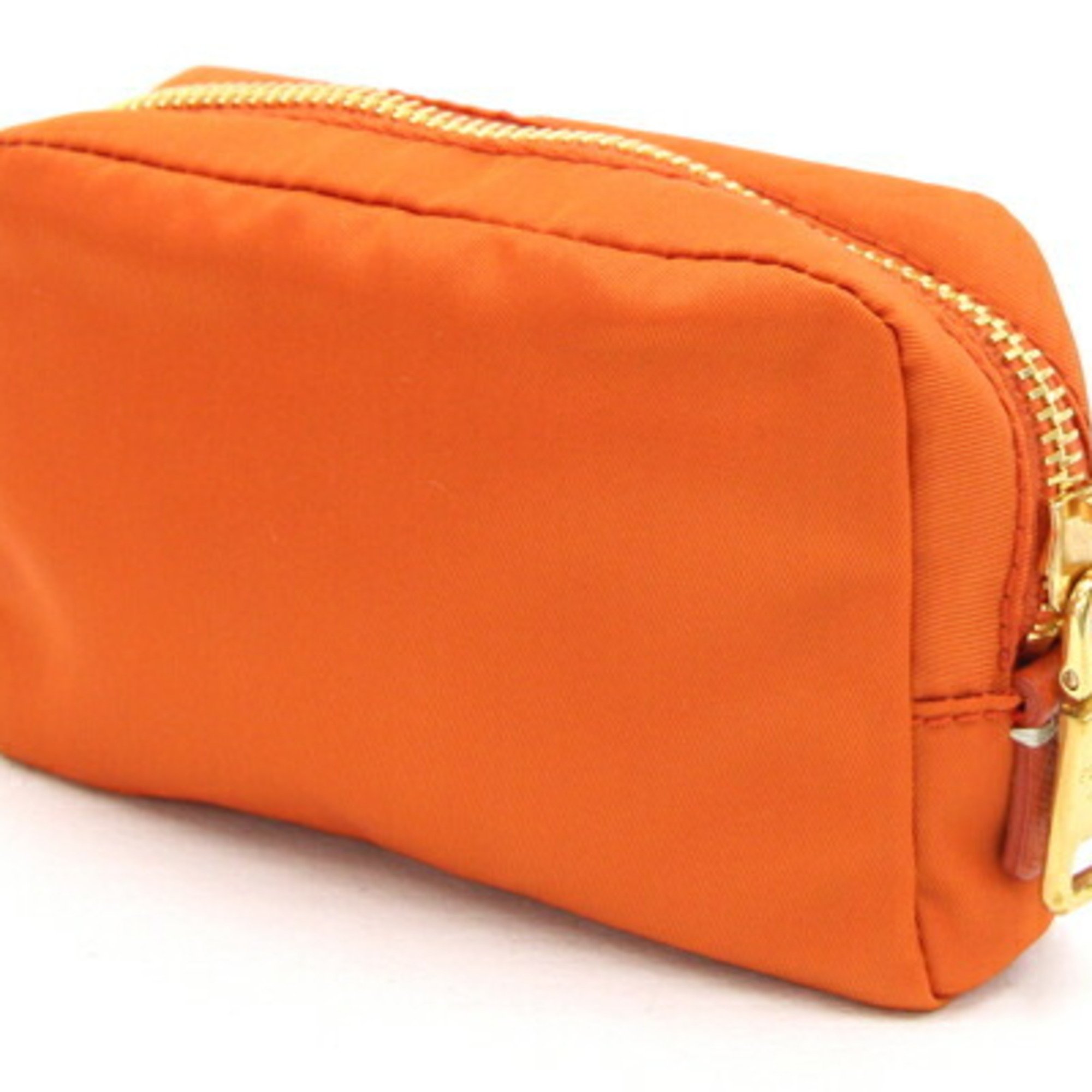 Prada Pouch 1N0339 Orange Nylon Women's Triangle PRADA