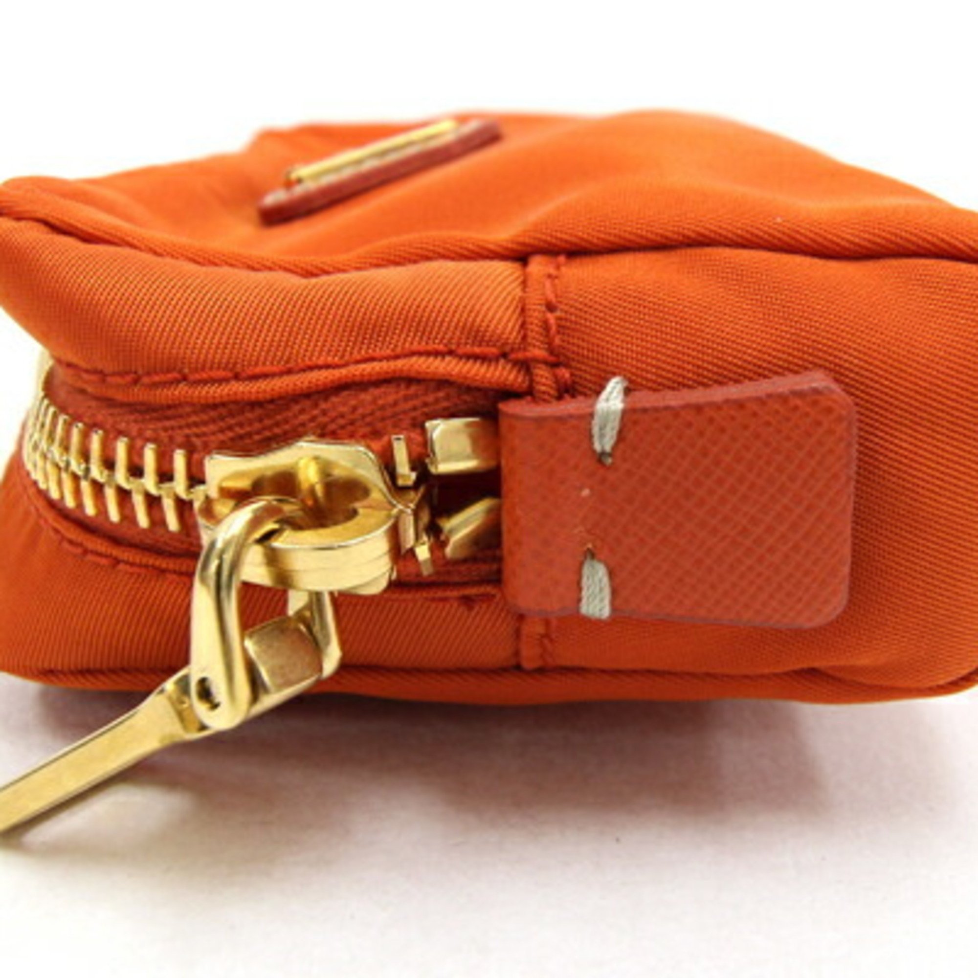 Prada Pouch 1N0339 Orange Nylon Women's Triangle PRADA