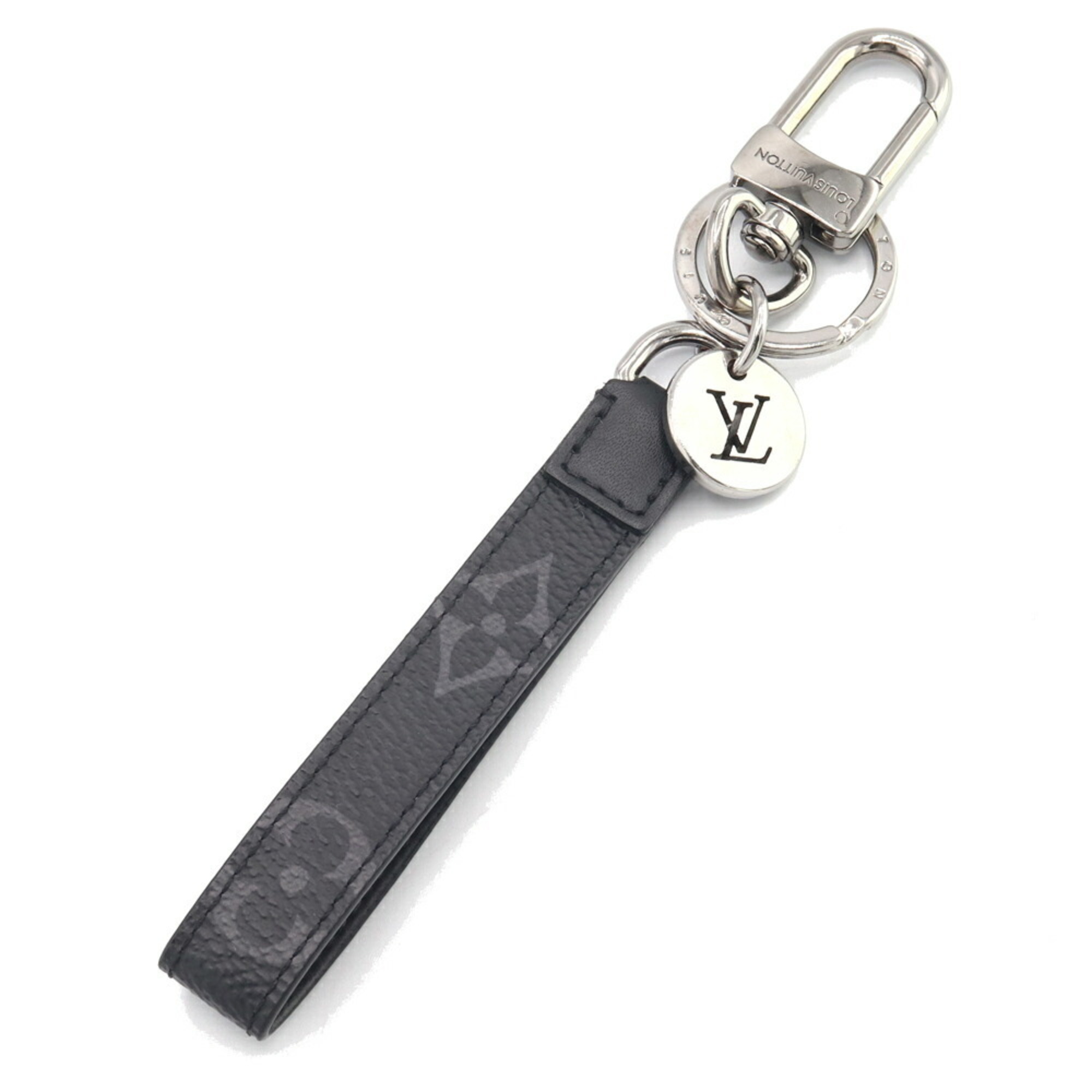 Louis Vuitton Keychain Monogram Eclipse Porte Cle Dragonne M61950 Keyring Men's Bag Charm Black LOUIS VUITTON