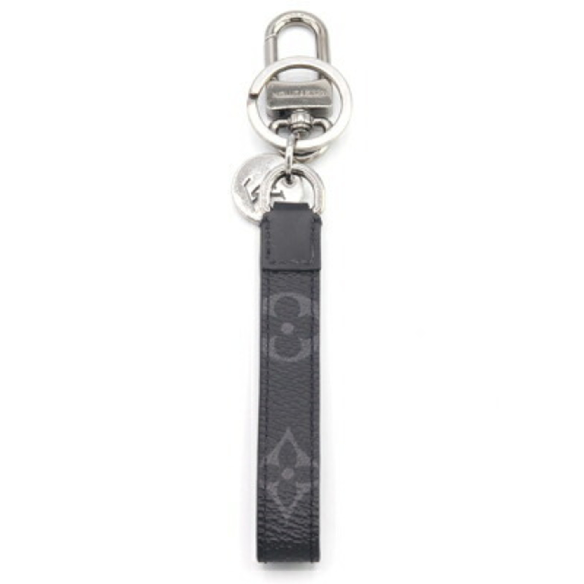 Louis Vuitton Keychain Monogram Eclipse Porte Cle Dragonne M61950 Keyring Men's Bag Charm Black LOUIS VUITTON