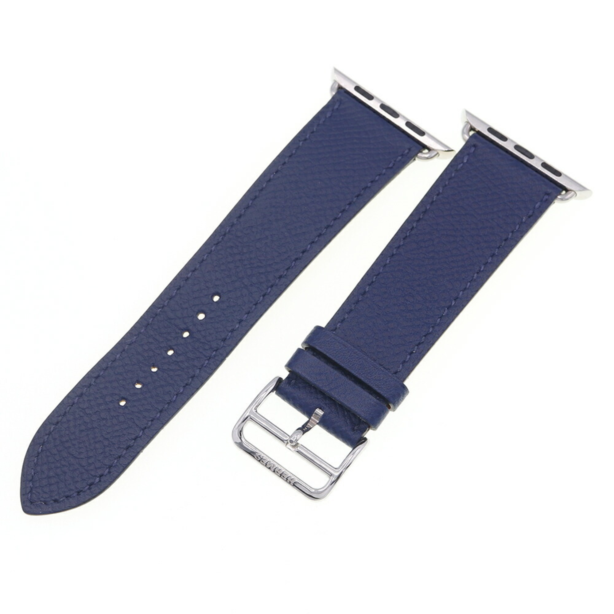 Hermes Replacement Strap Apple Watch HERMES Tour Leather for 45mm Case Navy Epsom X Stamp 2016 Manufactured Smartwatch Men's Women's