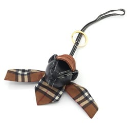 Burberry bag charm Thomas Bear 8066228 Black Brown Leather Keyring Keychain Nova Check Women's BURBERRY