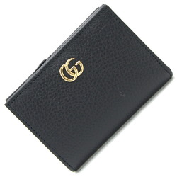 Gucci Bi-fold Wallet, Limited Edition Double G Wallet 772738 Black Pink Red Leather Compact GG Marmont Women's GUCCI