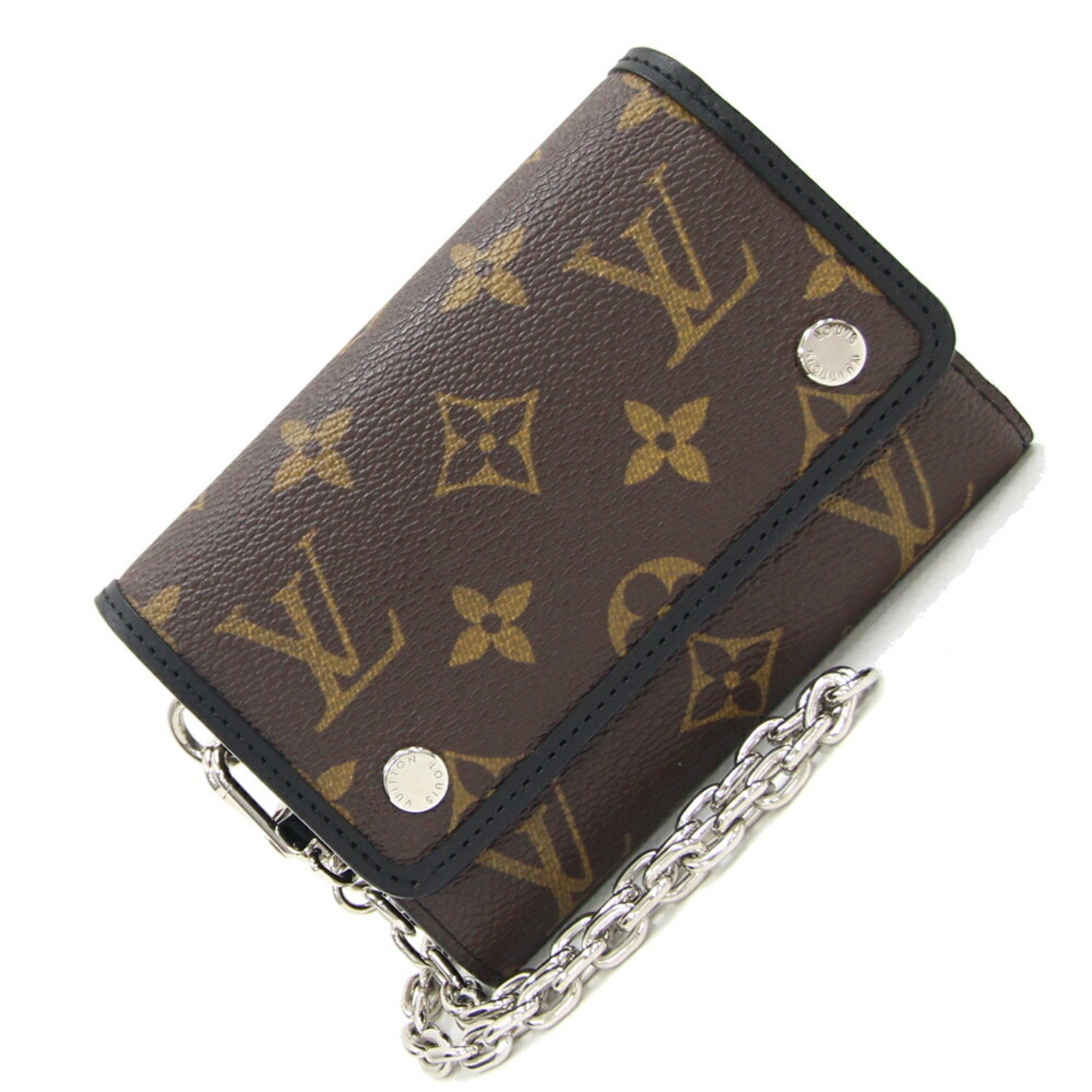 Louis Vuitton Tri-fold Wallet Monogram Macassar Portefeuille Compact M60167 Chain Men's LOUIS VUITTON