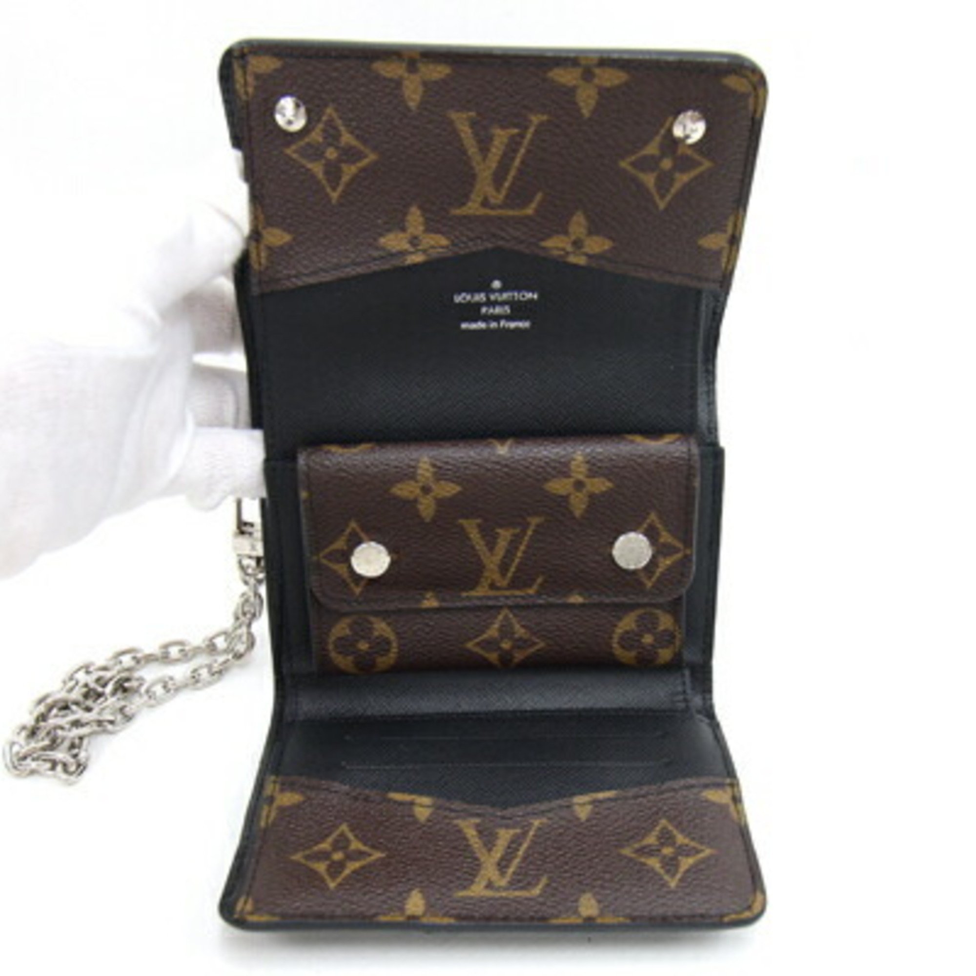 Louis Vuitton Tri-fold Wallet Monogram Macassar Portefeuille Compact M60167 Chain Men's LOUIS VUITTON