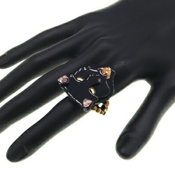 Gucci ring panther motif black gold resin metal M size women's GUCCI