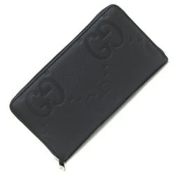 Gucci Round Long Wallet Jumbo GG Zip 739482 Black Leather Men's GUCCI