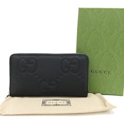 Gucci Round Long Wallet Jumbo GG Zip 739482 Black Leather Men's GUCCI