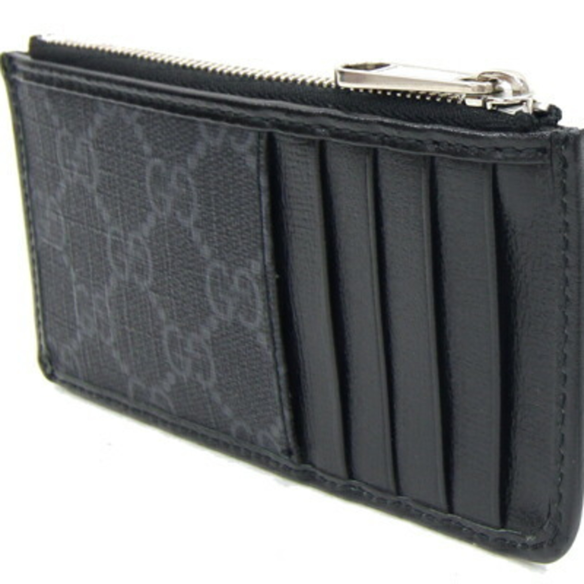 Gucci Coin Case Interlocking G Card 697717 Black PVC Leather Fragment Purse Locking Wallet Men's GUCCI